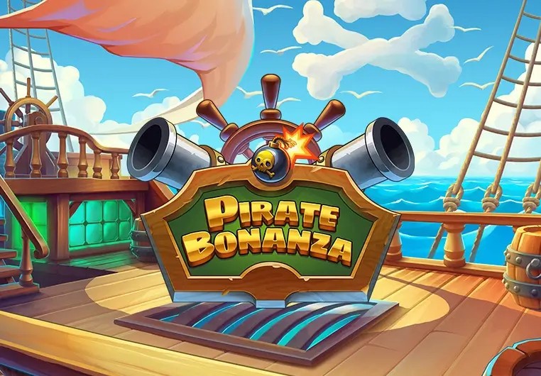 Pirate Bonanza Slot online game logo by Backseat Gaming on malina-kazino.com